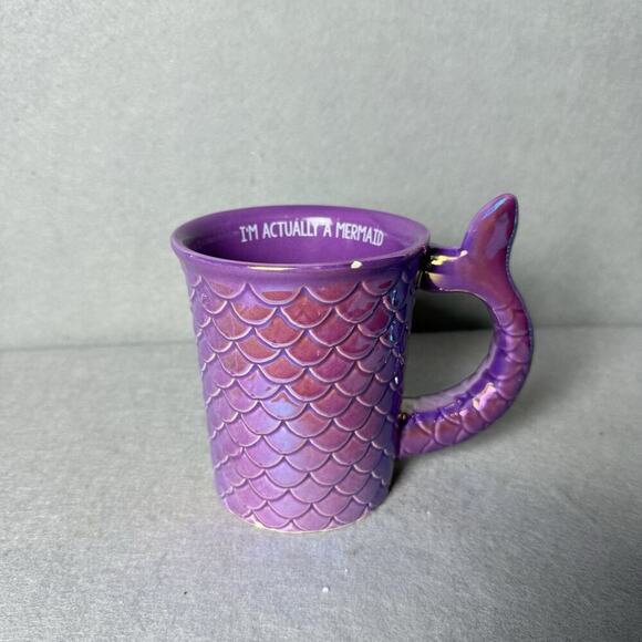 Let’s Be Mermaids Purple Tail Mug Shimmer Scales Coffee Tea Mug - Picture 2 of 9